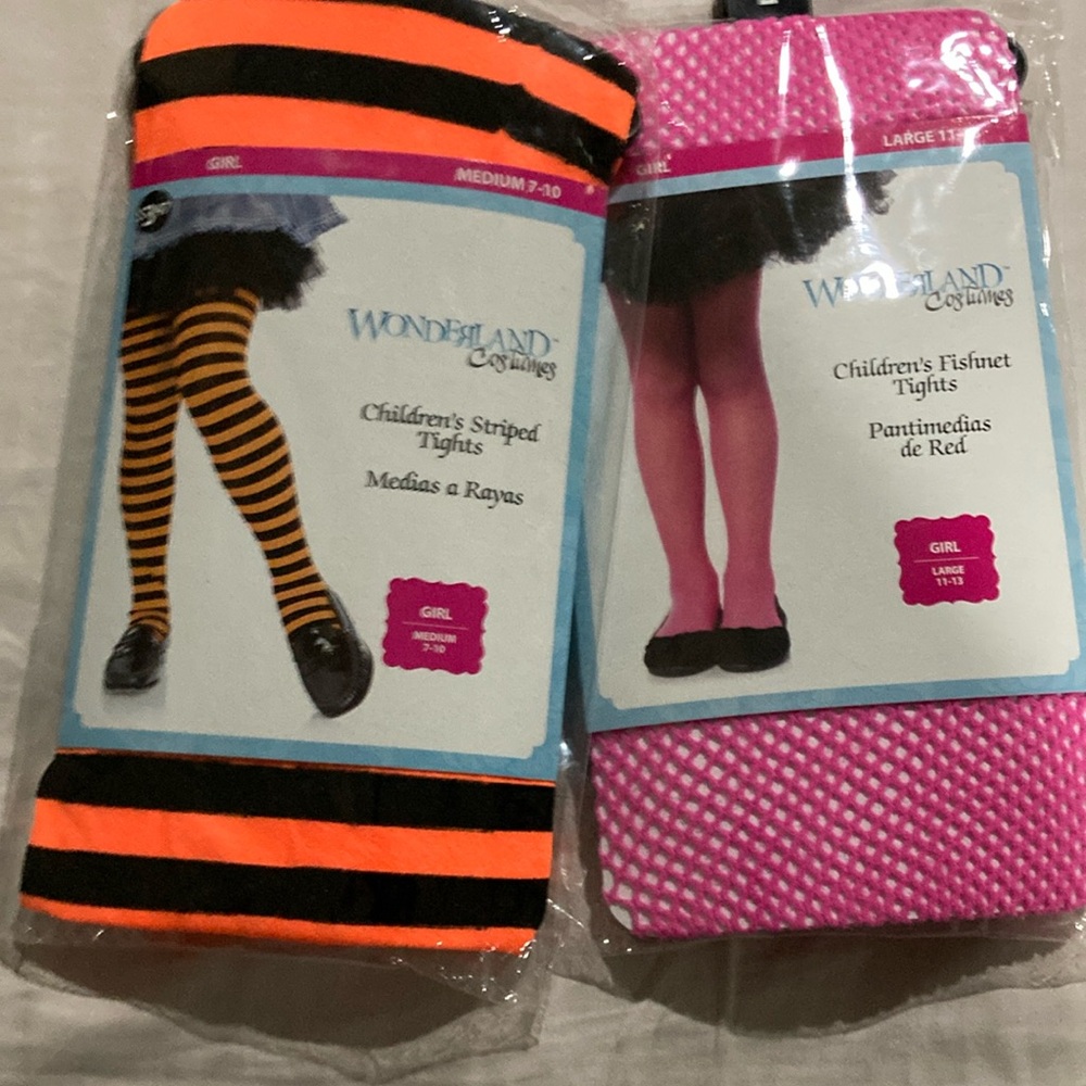 Girls Halloween tights lot size medium and large Never opened